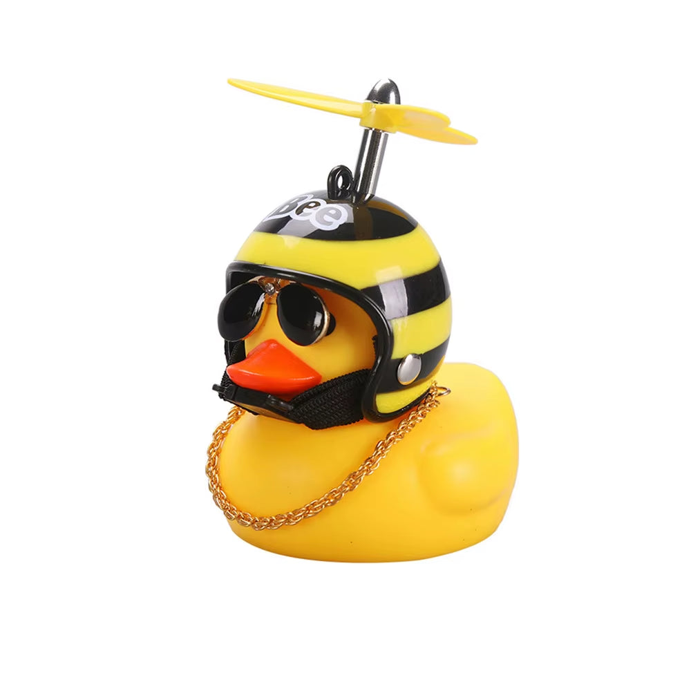 Small Yellow Duck Pendant with Helmet for Cycling and Motorbike Accessories