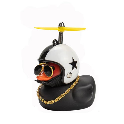 Small Yellow Duck Pendant with Helmet for Cycling and Motorbike Accessories