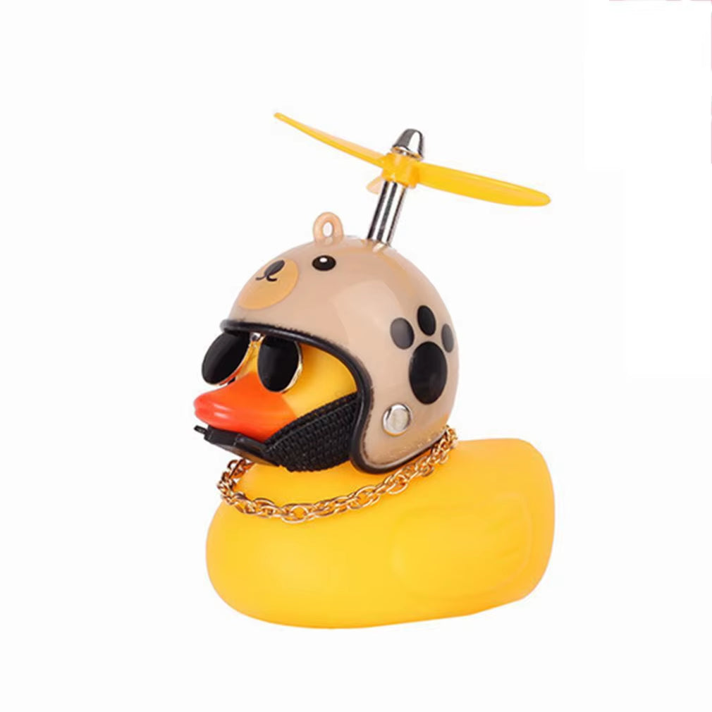 Small Yellow Duck Pendant with Helmet for Cycling and Motorbike Accessories